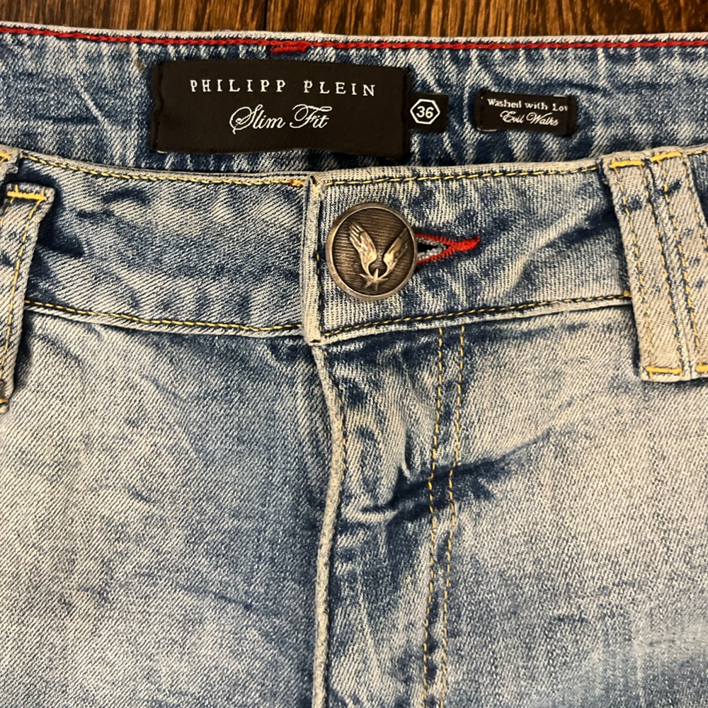 Authentic Philipp Plein Light Blue Distressed Denim Jeans 36